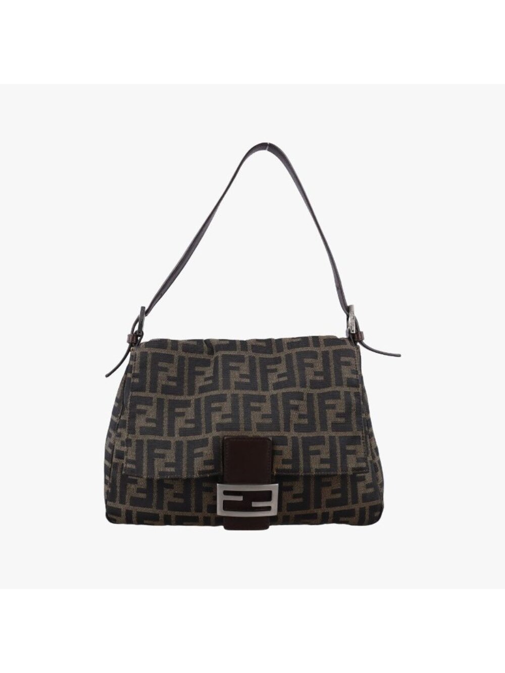 Fendi Baguette Zucchino Brown Canvas Shoulder Bag